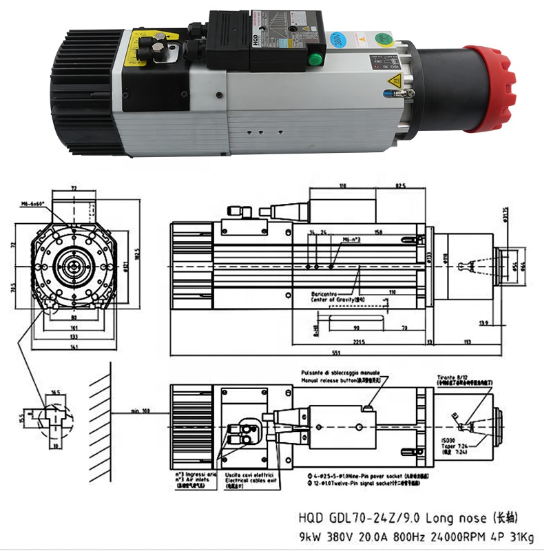 Suppliers HQD 9kw 220v 380v Lo - đánh giá và giá Cnc Spindle Motor